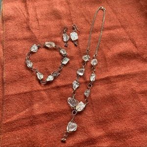 Stone Jewelry Set Necklace, Earrings and Bracelet